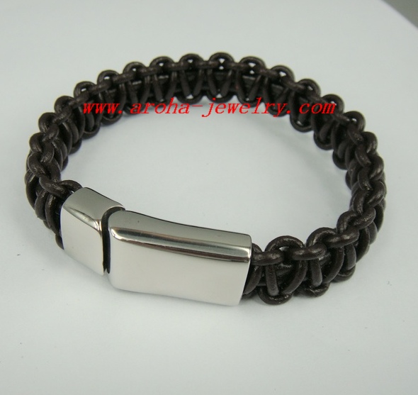 KB506-Dark brown-Leather bracelet